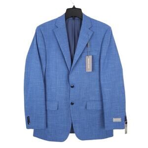 Michael Kors Men's Classic-Fit Stretch Textured Sport Coat Blue 44L NWT